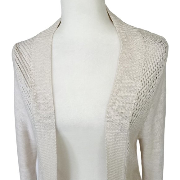 Roxy Beige Crochet Knit Open Front Cardigan Sz. M - Picture 3 of 10